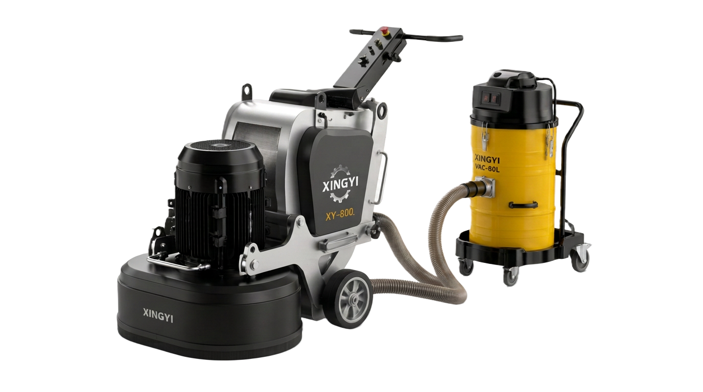 Industrial concrete grinder with vacuum