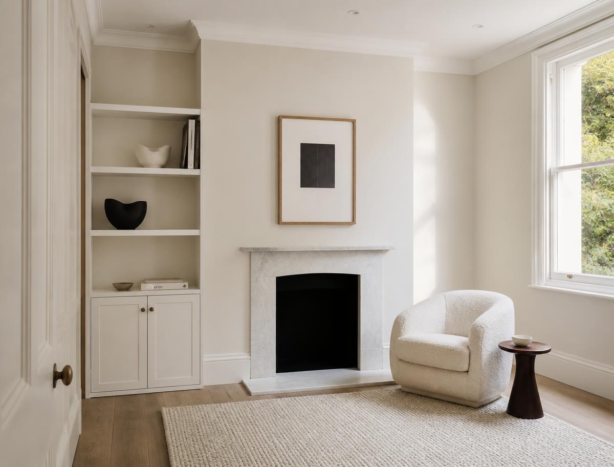 Completed interior painted in warm off-white